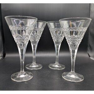 Vtg Royal Limited Crysta Water Goblets Set of 4 Clear Czech Stemware RLZ7 8oz
